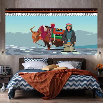 Karikatür Yak goblen duvar dekor salon yurt battaniye çocuk yatak odası arka plan halı