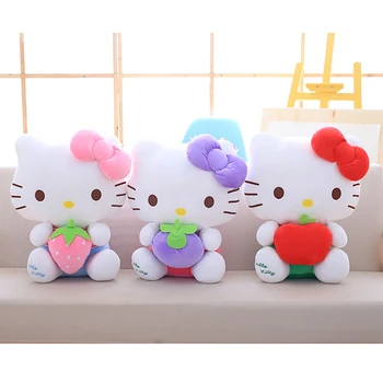 Kawaii Hello Kitty Peluş Bebek Çilek Kedi Meyve Kediler Yumuşak Doldurulmuş Oyuncaklar Yastık Kanepe Yastık Ev Dekor Kız Doğum Günü Hediyeleri