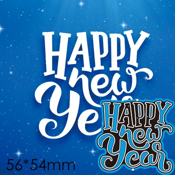 Kesme Ölür Mutlu Yeni Yıl Yeni Karalama Defteri Dekorasyon Kabartma Kağıt Zanaat Albümü Kart Yumruk Bıçak Kalıp 56 * 54mm