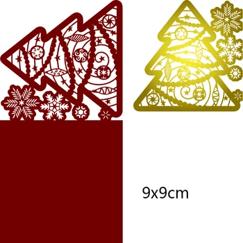 Kesme Ölür Noel Ağacı ve Kar Tanesi Metal ve Pullar Stenc lt DIY Scrapbooking Fotoğraf Albümü Kabartma Kağıt Kartı 9 * 9cm