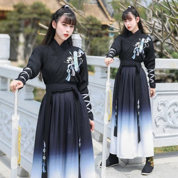 Kimono Elbise Erkekler Kadınlar Hanfu Çin Geleneksel Tang Takım Elbise Üstleri Etek Japon Samurai Cosplay Kostüm Yukata Robe elbise