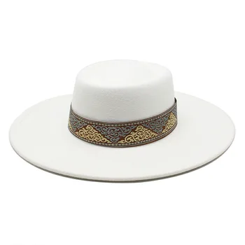 Klasik Düz Üst fötr şapkalar Kadınlar İçin Panama Vintage Katı Geniş fötr şapkalar Şapkalar Zarif Bayanlar Kış Şapka