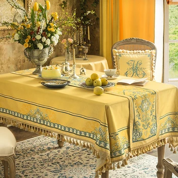 Klasik Masa Koşucu Sarı Peluş Amerikan Tarzı Yatak Koşucu Ev yemek masası Sehpa TV Dolabı Şerit Dekoratif Kumaş