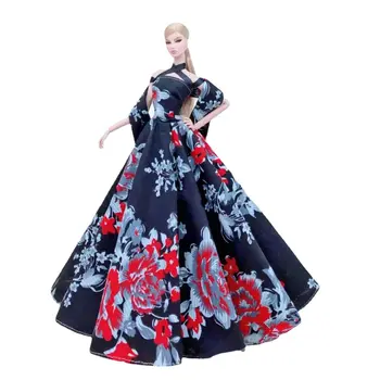 Klasik Siyah Çiçek Prenses düğün elbisesi 1/6 BJD Giysileri barbie oyuncak bebek Giysileri Giyim Kıyafeti Vestidos 11.5 
