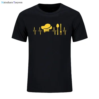 Komik Pişirme Kalp Atışı Şef T Shirt Erkek Yaz Kısa Kollu O-boyun Pamuk Aşçı Şef T-shirt Unisex Büyük Boy Üstleri