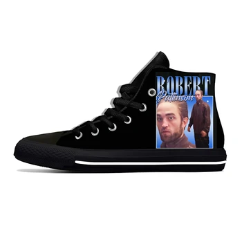 Komik Robert Pattinson Ayakta Meme Yüksek Top Sneakers Mens Womens Genç rahat ayakkabılar Tuval koşu ayakkabıları Hafif ayakkabı