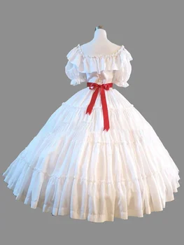 Kostümleri Rüzgar Gibi Geçti scarlett'in Beyaz Fırfır Elbise İç Savaşı Beyaz Gelinlik Southern Belle Kostümleri