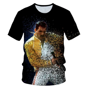 Kraliçe 3D Baskı T-shirt Rock Grubu Streetwear Şarkıcı Freddie Mercury T Shirt Erkek Kadın Moda O-boyun Tees Harajuku Üstleri Giyim