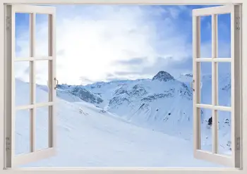Kreş duvar çıkartmaları kar dağ 3D pencere, çocuk yatak odası kar ağacı duvar sticker, beyaz dağlar kar tepe duvar sanatı bebek mu