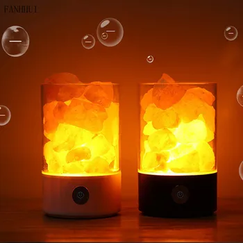 Kristal Tuz Gece Lambası Himalaya Kristal Kaya Tuzu Lambası USB LED Hava Temizleyici Gece Lambası Başucu Yaratıcı Lamba