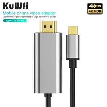 KuWFi Tip-C HDMI Kablosu Adaptörü 4K HD Ses Video Dönüştürücü Kablosu Macbook Samsung Huawei Dizüstü PC Ekran TV monitörü