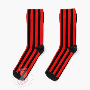Kırmızı ve siyah dikey çizgili çorap Anime çorap hediye adam için