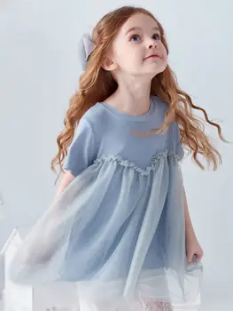 Kız Ceket Prenses Yaz Yeni Batı Tarzı Kız Gazlı Bez Etek Küçük Kız Küçük Kız Tarzı Elbise Örgü Etek