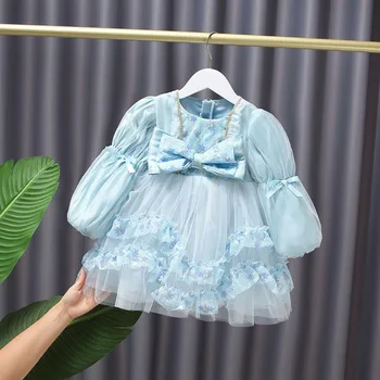 Kız Lolita Etek 2022 Yeni Bahar ve Sonbahar çocuk Kabarık Elbise Kız Bebek Prenses Etek küçük kız elbise