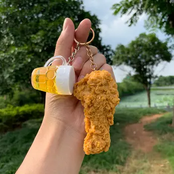 Kızarmış Tavuk Sırt çantası kolye Nuggets Çocuk Oyuncak Promosyon Hediye Reklam Anahtarlık simülasyon Anahtarlık bacak Gıda Kolye 