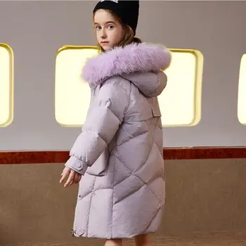 Kış Yeni Çocuk Aşağı Ceket Pembe Şık Kapşonlu Ördek uzun kaban Kızlar Orta Ve Büyük Çocuk Sıcak Kalın Aşağı Ceket Z976
