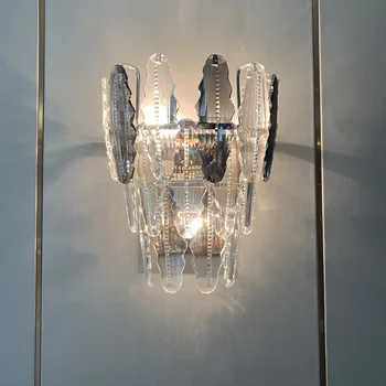 LED Kristal Duvar Lambası İskandinav Modern Tarzı Otel Yatak Odası Başucu Koridor Oturma Odası Arka Plan Dekorasyon E14 Sıcak Aydınlatma