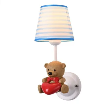 LED Yeni karikatür çocuk odası lamba basit reçine duvar lambası sıcak yatak odası lambası kumaş aydınlatma