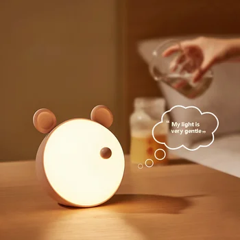 LED gece lambası dokunmatik anahtarı ayarlanabilir parlaklık ile USB şarj başucu lambası bebek odası dekorasyon fare şekli gece lambası