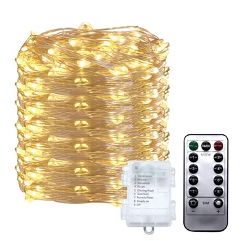 LED peri ışıkları pil kumandalı uzaktan bakır tel lambası Garland noel düğün parti ağacı dize ışık ev dekorasyon için