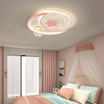 LED tavan lambası çocuk avize kısılabilir uzaktan kumanda Modern yaratıcı yıldız ay erkek kız yatak odası dekorasyon ışık