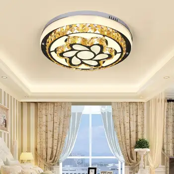 Led tavan lambası yatak odası Kristal lamba yuvarlak avrupa tarzında oturma odası ışık lüks kristal LED koridor aydınlatma