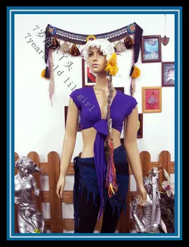 Likra Pamuk Oryantal Dans Kolsuz Wrap Üst Kadife Yağ Şans Tribal Kostüm AH46 51