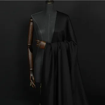 Lüks Siyah 440g Tek taraflı %100 % Saf Kaşmir Kumaş Sonbahar Kış Moda Ceket Ceket giyim kumaşları Kumaş Metre Başına