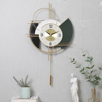 Lüks duvar saati Modern Tasarım Oturma Odası Sundurma Dekoratif Duvar Saatleri Ev Dekor Ferforje Yaratıcı Salıncak Saatler Metal