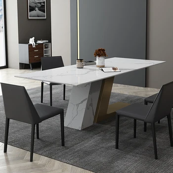 Lüks kayrak yemek masası ve sandalye kombinasyonu Modern minimalist yemek masası tasarımcı İtalyan minimalist ev yemek t