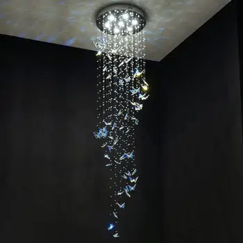 Lüks kristal merdiven avize oturma odası tasarımcı Villa Dubleks Otel mühendisliği özel döner kristal lamba