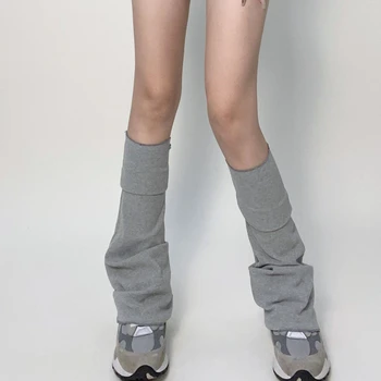 Lüks Çorap Y2K Harajuku Alevlendi bacak ısıtıcıları Geniş Moda Japon Kadın Kawaii Kül Çorap Tatlı Kız Örme Sevimli Çorap 50cm