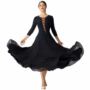 M-2021 High-end kadın balo salonu dans uygulama elbise uzun kollu waltz tango uygulama elbise standart dans giyim satılık