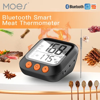 MOES Tuya Akıllı Termometre Gıda Pişirme Bluetooth Kablosuz BARBEKÜ Termometre 4 fırın probları ve Zamanlayıcı Fırın Et Izgara BARBEKÜ