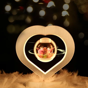 Manyetik Levitasyonunun Ölümsüz çiçek dekorasyonu Reklamlar Lamba Yüzen Masa LED Gece Lambası Ev Dekor Hediye masa lambası