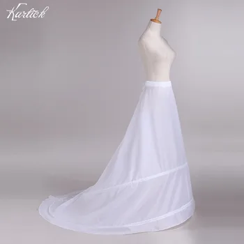Marka Yeni Gelin Petticoats Tren Beyaz 2 Çemberler Uzun Jüpon Kabarık Etek düğün elbisesi Stokta Düğün Aksesuarları