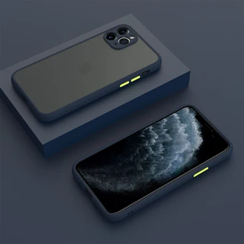 Mat Kılıf iPhone 12 Mini 11 Pro Max 11Pro 12Pro iPhone12 X XS XR 7 8 Artı SE 2020 Mavi Kapak Kamera Koruma Aksesuarları
