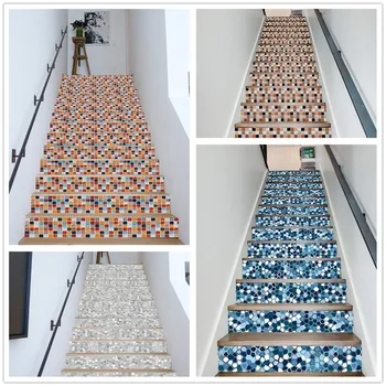 Merdiven Yükseltici zemin çıkartmaları Mozaik Desen DIY Su Geçirmez Kendinden Yapışkanlı Merdiven Dekorasyon Merdiven Ev duvar süsü Merdiven Duvar