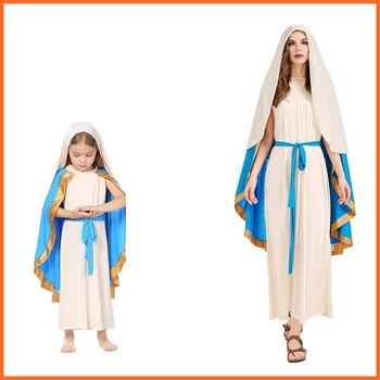 Meryem Noel Dini Kostüm Cadılar Bayramı Elbisesi Maxi Elbise Yetişkin Kadın Kutsal Kıyafet Karnaval Tatil Elbise Kızlar İçin