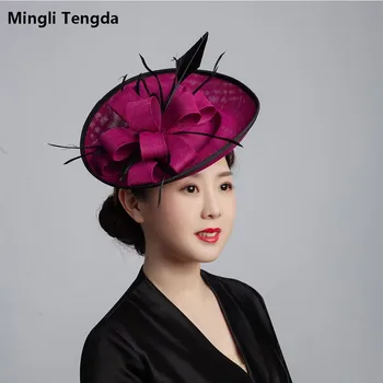 Mingli Tengda Düğün Fotoğrafçılığı Prop Portre Parti Ziyafet Şapka Zarif Bayan Şapkalar Gelin Aksesuarları Keten Tüy Mixcolor