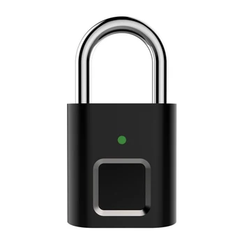 Mini Akıllı Biyometrik Parmak İzi Kapı Asma Kilitler Şarj Edilebilir Kapı Kilidi Parmak İzi Akıllı Asma Kilit USB Anahtarsız Hızlı Kilidini