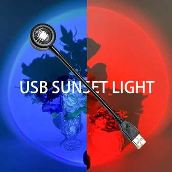 Mini USB Günbatımı Lamba LED Gökkuşağı Projektör Gece Lambası Güneş Projeksiyon Masa yatak odası için lamba Bar Kahve Dükkanı Duvar Dekor Aydınlatma