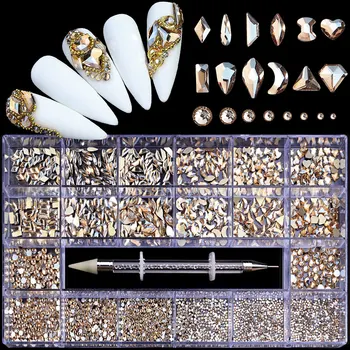 Misscheering 21 Izgara Cam yapay elmas çıkartmalar Çivi Sanat Süslemeleri için Moda DIY Tırnak Rhinestones Aksesuarları Manikür