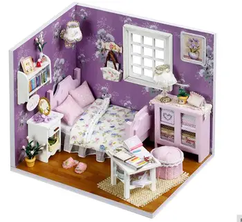 Mobilya DIY Bebek Evi Ahşap Miniatura Bebek Evleri Mobilya Takımı Mini DIY Dollhouse Oyuncaklar Çocuk hediye İçin H001