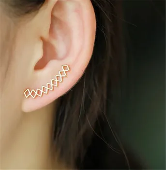 Moda Eşkenar Dörtgen Kulak Dağcılar Küpe Kulak Paletli Pendients Geometrik Küpe Kadınlar için Takı Aksesuarları