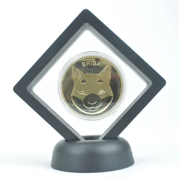 Moda Hediye Altın shiba sikke Cryptocurrency Metal Sikke Gösteren Standı ile