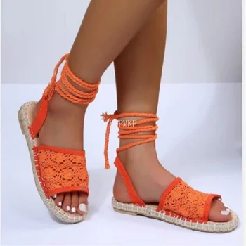 Moda Yaz Kadın Sandalet Burnu açık Çapraz ayak bileği bağcığı Kayış Bayanlar platform sandaletler Düz Topuklu Ayakkabılar 35-43 Sandalet Kadın