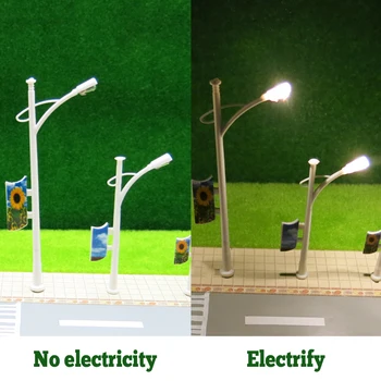 Model Lambaları 3V Park bahçe sokak lambası Tren Demiryolu Led Lamba Direği Yard Düzeni Manzara Manzara Minyatür Peri Süs