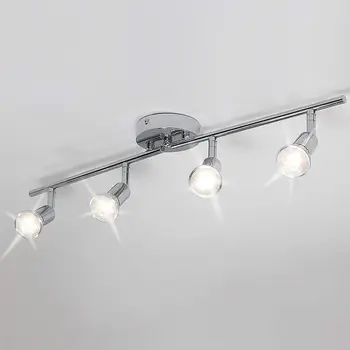 Modern 4-light hüzme aydınlatma duvar / tavan spot ışıkları fikstür LED ray lambası krom dönebilen ışık kafa 4GU10 ampul (dahil)