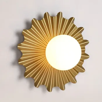 Modern Altın Güneş Çiçek Duvar Lambası İskandinav Led cam Duvar Aplik aydınlatma armatürleri Oturma Odası Banyo Başucu Lambası Ev Aydınlatma